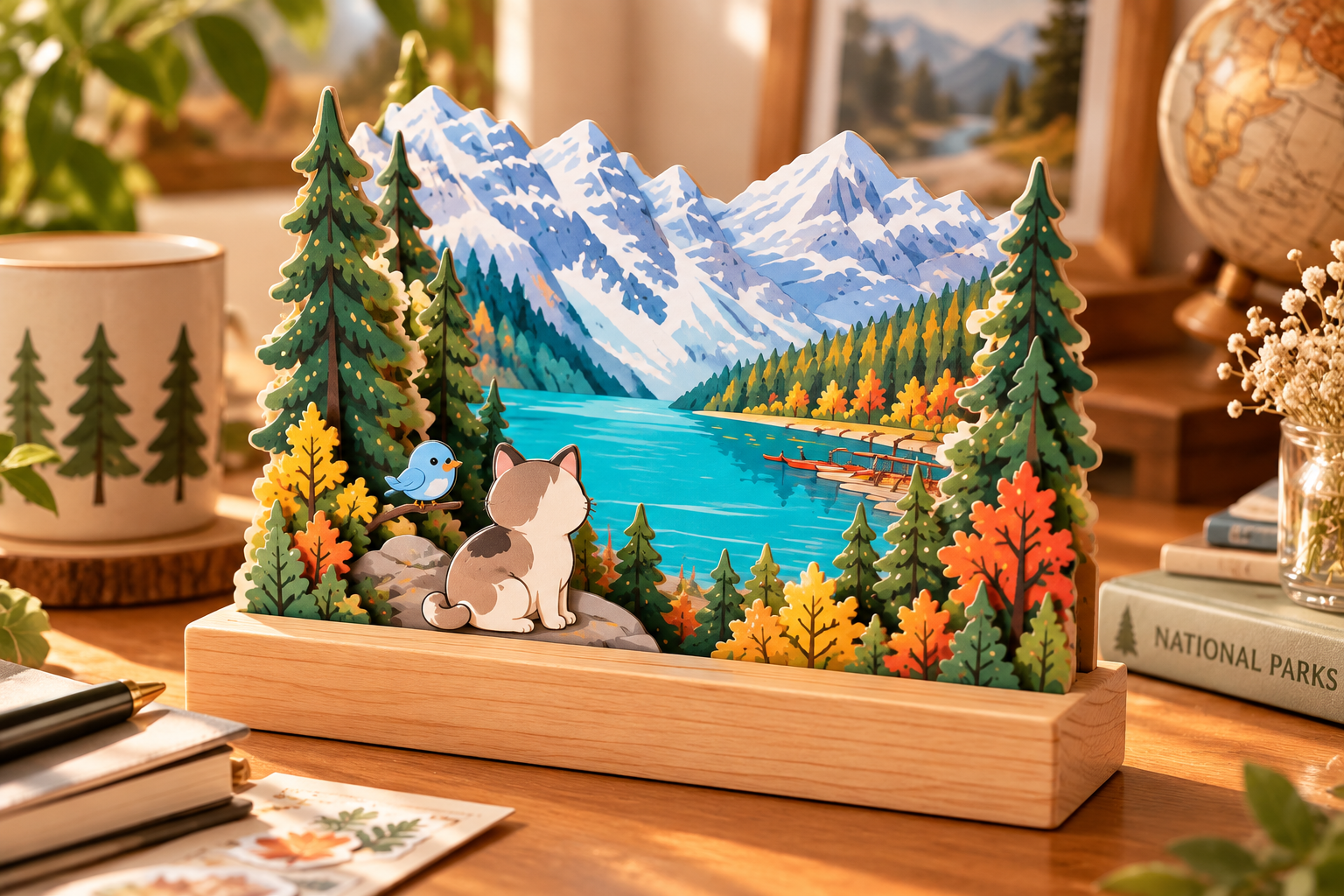 Birch base diorama display